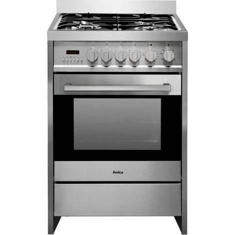 Amica – Cuisinière gaz 4 foyers – Four électrique multifonction A – Nettoyage catalytique – Volume 68L – ACME2005X
