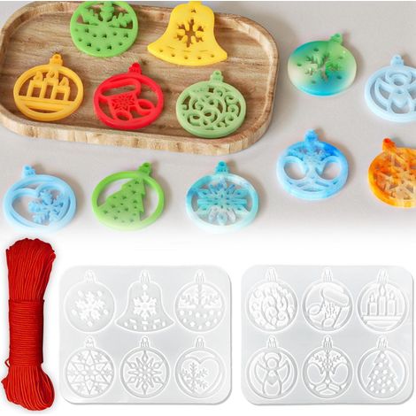 Moule en silicone Noël lot de 12 pendentifs étoiles sapin flocon de neige