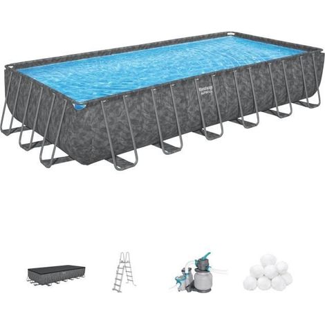 Kit de piscina elevada tubular BESTWAY - APX 365™ - 732 x 366 x 132 cm - Rectangular (Filtro de arena, 250 g de poliesfera, escalera, b)
