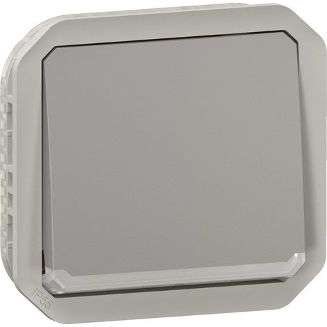 Interruttore bipolare con indicatore luminoso – Plexo 10AX 250V IP55 IK08 con cornice – Grigio - LEG069512L