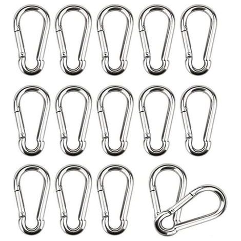 16 Pièces Mousquetons M4 Mousqueton INOX 304 Petit Mousqueton Boucle à Ressort Convient pour Suspendre Crochet Fixe 40 x 4 mm (1/5)