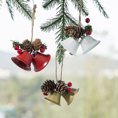 Pendentif cloche de décoration - MARSEE - 3PCS - Métal - Blanc - Noël (1/4)