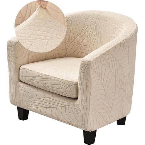 Armchair Cover, Jacquard Fabric, Beige, Stretch, Non-Slip, Living Room (1/4)