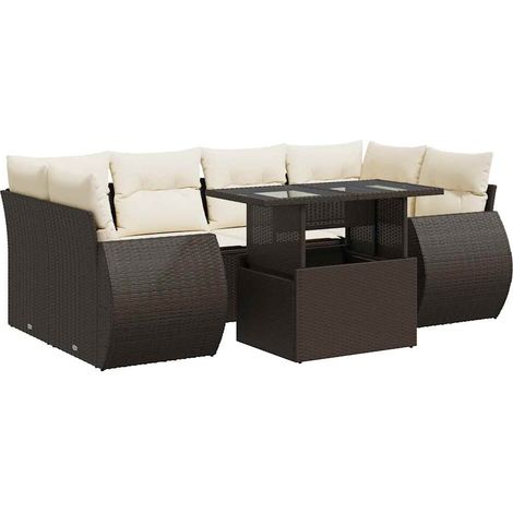 Maison Exclusive - 7-tlg. Garten-Sofagarnitur mit Kissen Braun Po