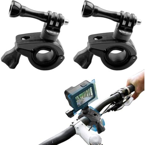 Soporte de manillar para cámara de acción (2 piezas), universal para bicicleta/moto, fijación estable con clip antivibración  Montaje rápido para GoPro y cámaras deportivas