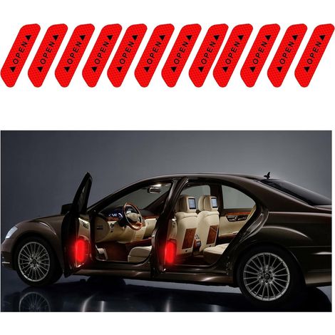 CSPARKV 12 Pieces Reflective Stickers, Reflective Adhesive Strips, Reflective Tape Stickers, Waterproof Reflective Stickers, Warning Reflective Strips, for Car Door Edge (1/5)