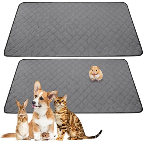 2 x Guinea Pig Cage Mat, 120 x 60 cm, Ultra Absorbent Mat for Dogs, Waterproof Urinary Pad for Small Animals, Grey, for Rabbits, Hamsters and Puppies (1/5)