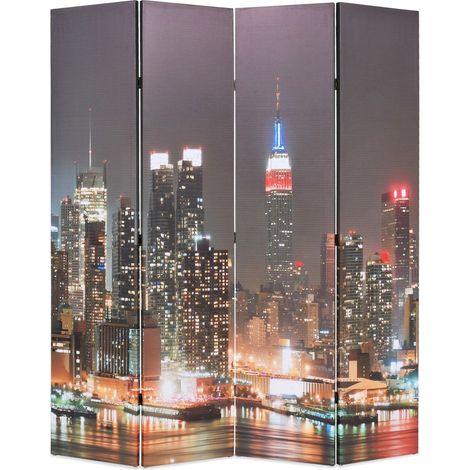 Paravento divisorio pieghevole divisorio mobile decorativo 160 cm New York di notte 0802023