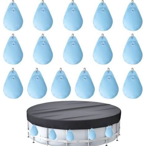Set mit 16 beschwerten Wassersäcken und Haken für Winter-Poolabdeckungen – Wasserdichte, aufhängbare und wiederbefüllbare PVC-Säcke, ideal zur Befestigung von Winterabdeckungen auf Aufstell- und Einba (1/5)