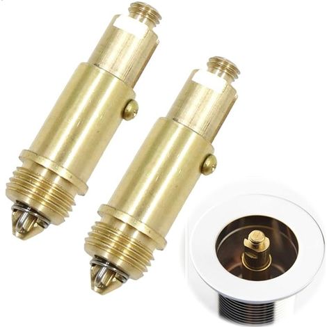 Pop-up Brass Drain Plugs for Washbasin Valve Screw Brass Click Clack Bolt Connector – 2 Pcs Bathtub Basin Replacement Plug with Opening Movement, Fits Most Plugs (1/5)