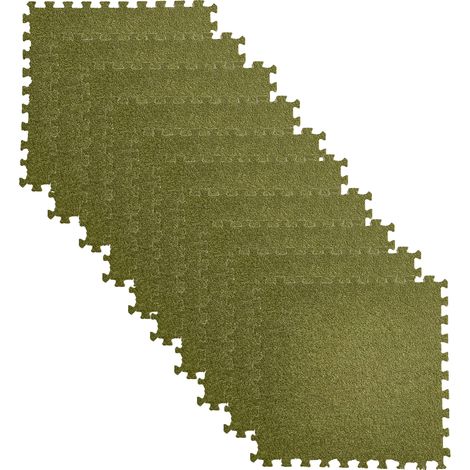 Tapis patchwork en velours fourmi, 10 pièces, tapis auto-adhésif DIY, 30x30x1.0cm, vert foncé (1/5)