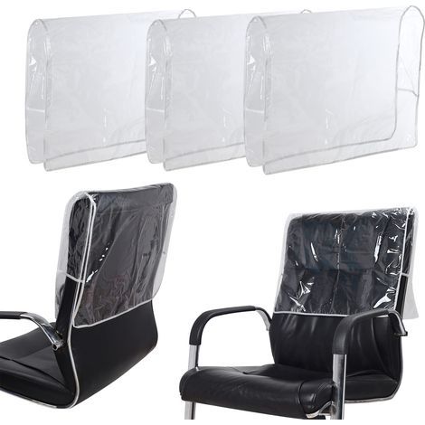 Lot de 3 housses de dossier de chaise de salon en plastique transparent pour la plupart des chaises de salon standard Protège les chaises contre les taches, les produits chimiques, la (1/5)