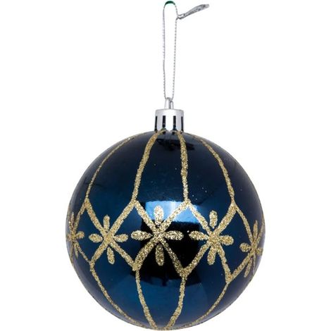 Paris Prix - Boule De Noël Déco poussière D'étoiles 8cm Bleu
