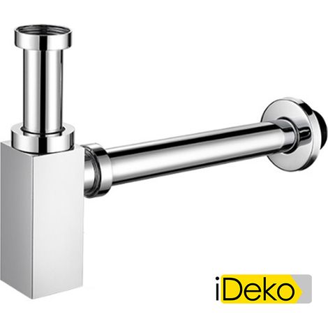 Siphon de Lavabo en Laiton Universel 45mm Tube de Siphon Chrome Design standard Réglable Anti Odeur mode (1/4)