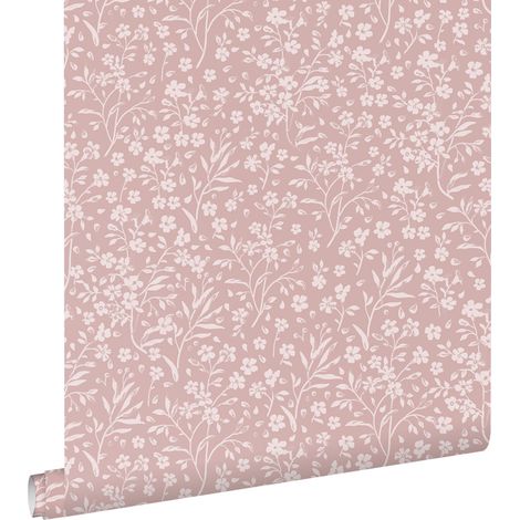 papier peint fleurs rose - ESTAhome