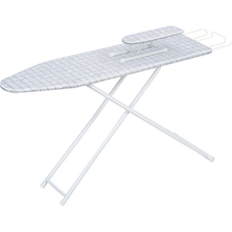FIANAO – Planche à repasser pliante 4 niveaux – housse en lin résistante, pieds antidérapants – 107 × 30 × 78 cm, bleu à carreaux (1/5)