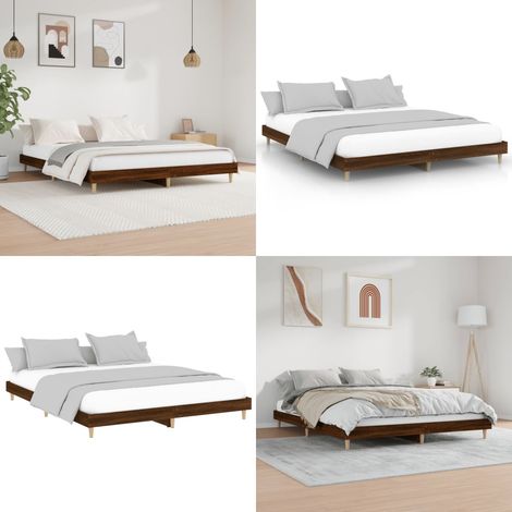 Giroletto senza Materasso Rovere Marrone 200x200 cm Truciolato - Letto con doghe in compensato - Letto in legno ingegnerizzato