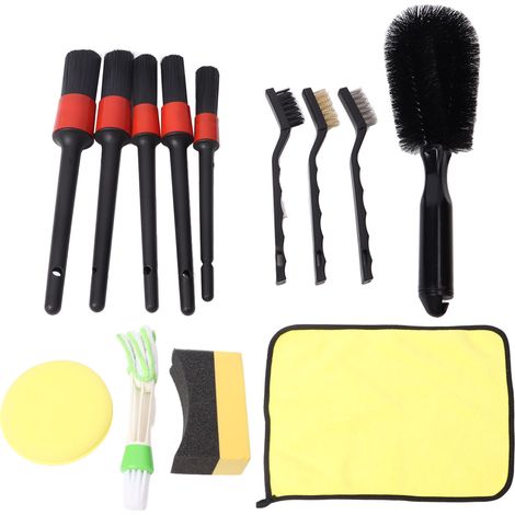 Kit de nettoyage auto complet : brosse à jantes, éponge, plumeau, chiffon microfibre, outil lavage moteur (1/5)