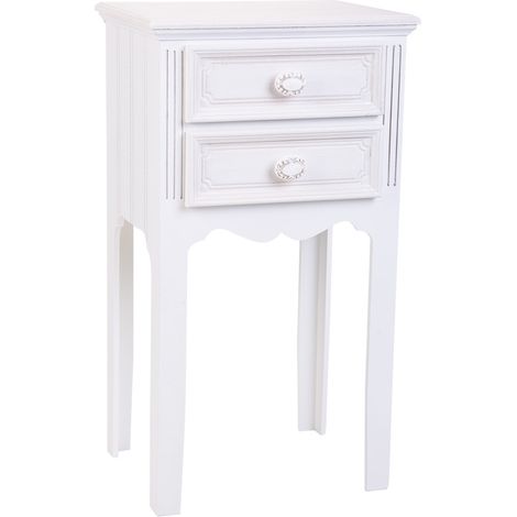 Mesita de madera de 2 cajones blanco 38x28x69 (1/5)