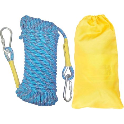 Static Climbing Rope 8mm Rope Accessory Equipment 15m Escape Rope with 2 Carabiners for Ice Climbing Equipment Fire Rescue (1/5)