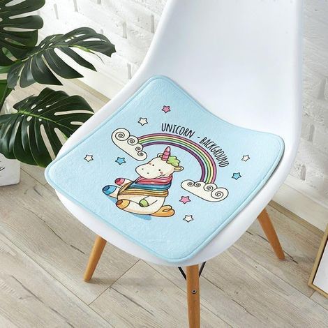 CCYKXA Round children's chair cushion - Washable and comfortable - For indoor and outdoor use - Rainbow unicorn design - 30 x 30 cm