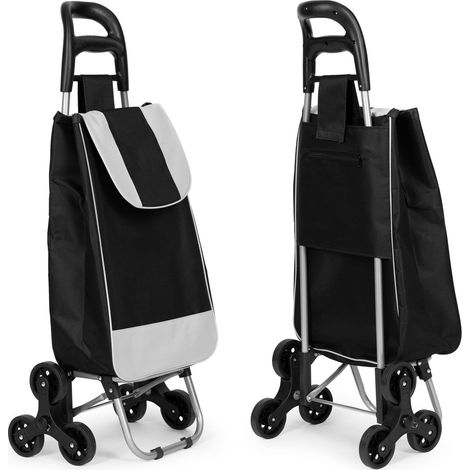 Carro de compra bolsa de 25l 6 ruedas estructura de metal negro modernhome