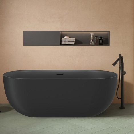 Vasca da bagno centro stanza 160 cm acrilico nero opaco KD1600N Kamalu