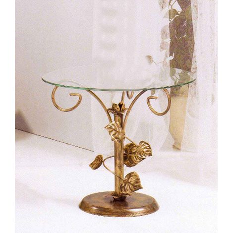 Tavolino da Salotto Tondo Foglie Sery Colori Ferro: Tortora - Shabby Chic (1/2)