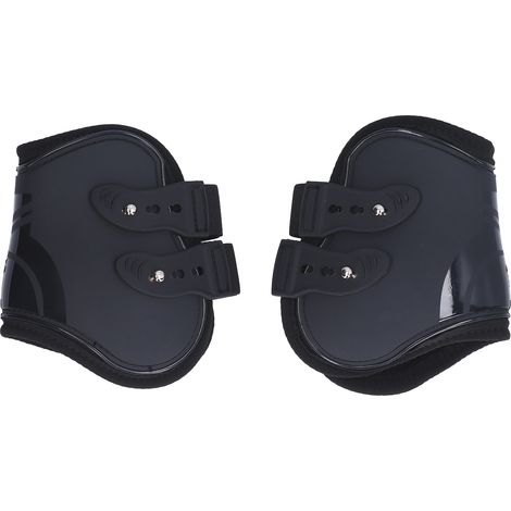 Ensemble de bottes de tendons de cheval, 2 pièces, robuste et réglable, coque en PU, protection pour chevaux, pattes arrière noires M (1/5)