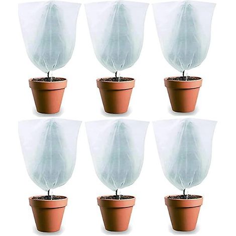 lot De 6 Housse D'hivernage Pour Plantes En Pot, Housse De Protection Pour Plantes Plantes De Protection Contre Le Gel Hiver Avec Cordon De Serrag (1/5)