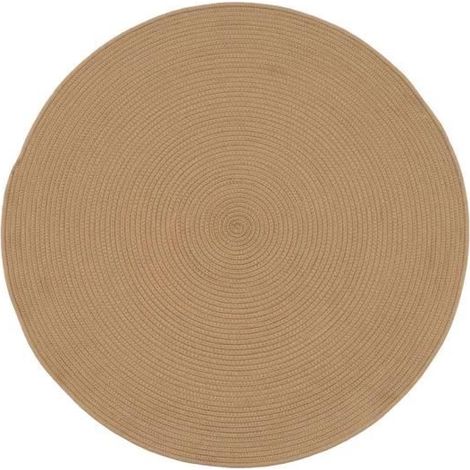 Tapis rond - JUANIO - Diamètre 90 cm - 70% polyester/30% coton - Marron - Anti-tâche (1/3)