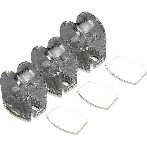 Kettenhalter – 3er-Pack – Transparenter Kunststoff – Selbstklebende Montage ohne Bohren – Kindersicherung für Fenster – 34 x 30 x 25 mm (1/4)
