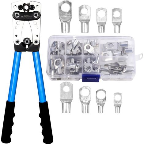 Pince hat Sertir Electrique Multicouche Awg 10-0, 6-50 Mm² Pince zu/bei Sertir Cosses mit Bornes zu/bei Anneau in/aus Cuivre + 60 Pcs von Gaine Thermorétractable Cliquet Sertissage