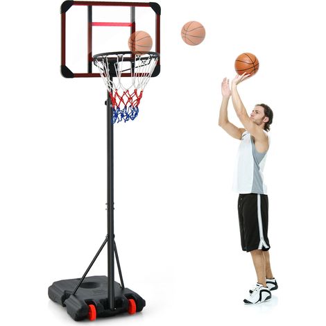 Portable Basketball Hoop 5-Level Adjustable Basketball Goal Hoop Stand Black (1/5)