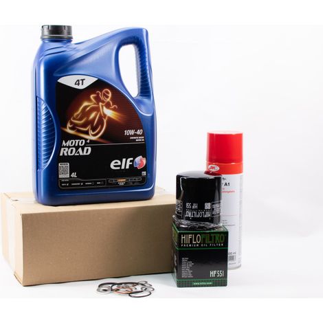 Kit Entretien Vidange Standard pour MOTO GUZZI QUOTA 1000 de 1989 à 1997 - ELF MOTO 4 ROAD 10w40 4L