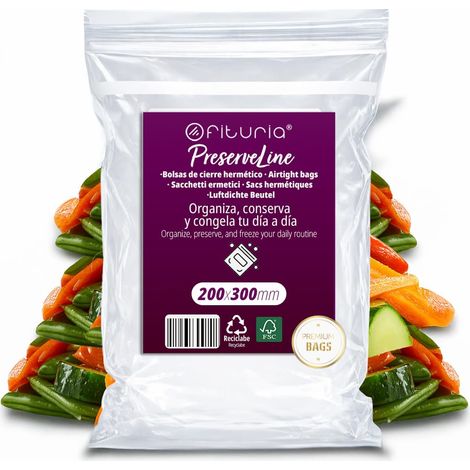 Sachets ZIP Transparents 200x300 mm avec Fermeture Hermétique, Sacs Zip pour Aliments, Snacks, Congélation et Organisation de Cuisine et de Voyage (50 Sachets) (1/5)