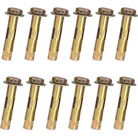 Lot de 12 boulons à vis d'expansion M8 x 60 mm, écrou hexagonal, boulon d'ancrage à manchon d'expansion à haute résistance, fixations à haute résistance pour mur de briques en béton (1/5)