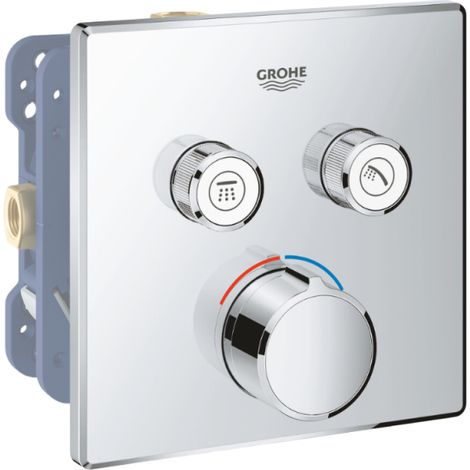 Grohe - Mezclador de ducha empotrado Grohtherm cube con 2 salidas y cuerpo empotrado Rapido