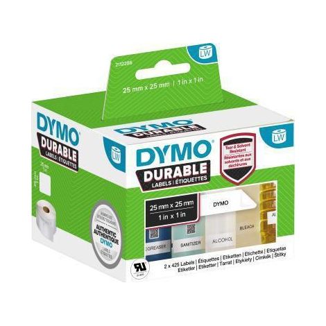 DYMO 2112286 Rouleau d'étiquettes 25 x 25 mm film polypropylène blanc 1700 pc(s) fixation permanente Etiquette universe (1/5)