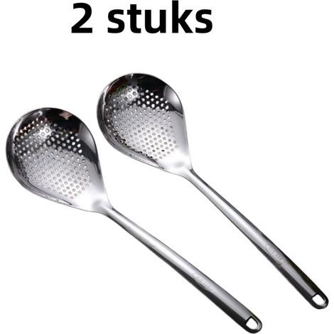 Passoire 2 pièces - Égouttoir à nouilles et raviolis - Acier inoxydable - Usage cuisine - Convient aux poêles chaudes - 36 cm x 10,5 cm - Argent (1/5)