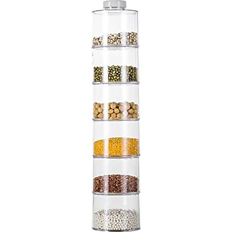 6 Pièces Boîtes de Rangement d'Épices Empilables, Tours Transparentes pour Organisateur de Cuisine, Récipients à Condiments (1/5)