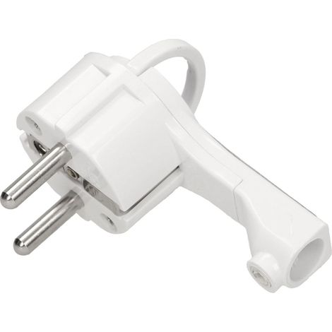 Flacher Uni-Schuko-Stecker mit Halter, weiß, Orno OR-AE-1379/W (1/5)
