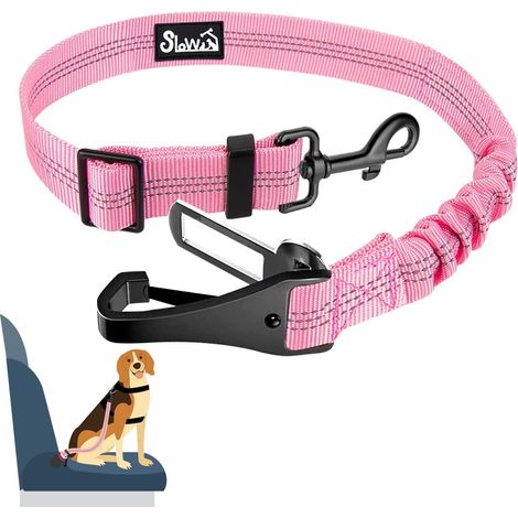 Hunde Sicherheitsgurt Auto mit Ruckdämpfung, 90cm, Rosa (1/5)