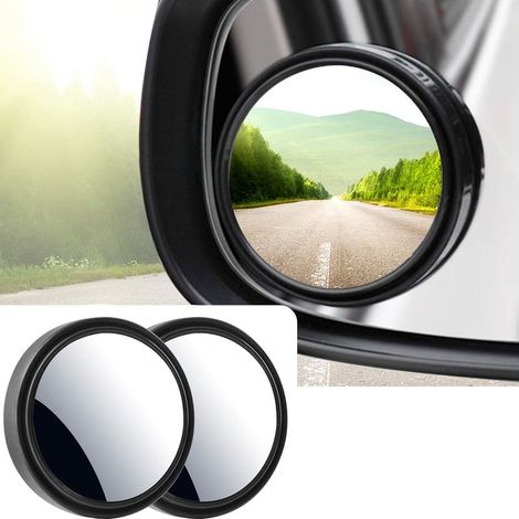 Sollbry Totwinkelspiegel, 2-Zoll-Rundglasspiegel in HD-Qualität, konvexer Rückspiegelrahmen mit verstellbarem Weitwinkelstab für Motorrad, ATV, Auto, SUV und LKW, 2er-Pack (1/5)