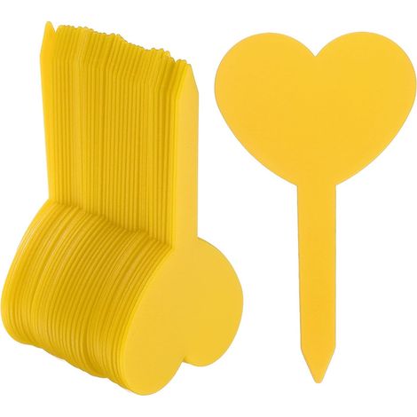 100 étiquettes pour plantes en plastique réutilisables, imperméables et résistantes au soleil, pour plantes en pot, herbes aromatiques et fleurs, 8,3 x 5 cm, jaunes (1/3)