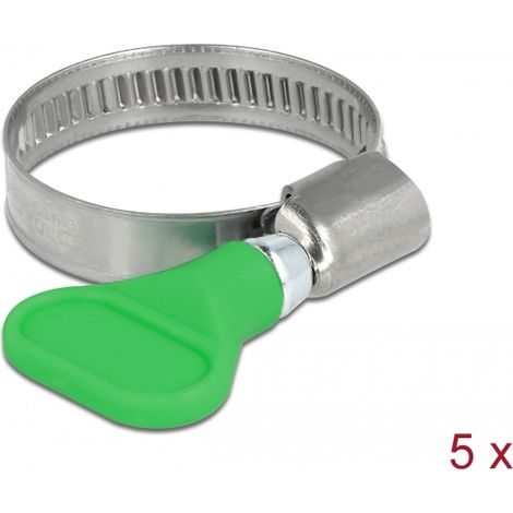 Delock Abrazadera de manguera de mariposa de acero inoxidable 400 SS 20 - 35 mm 5 piezas verde