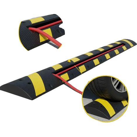 Rampa de protección de cables, gran capacidad de carga, material de caucho duradero, verde militar. (1/2)