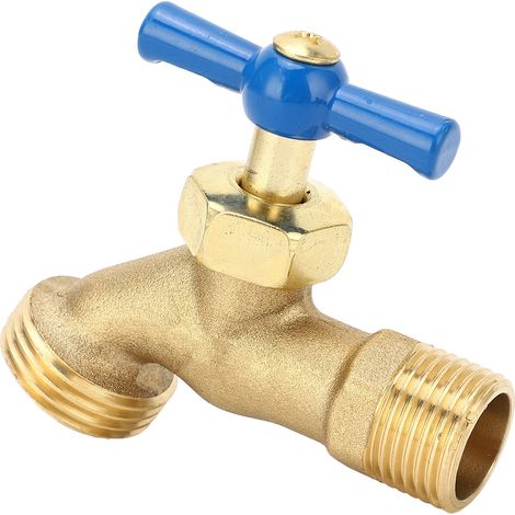 Robinet d'extérieur en laiton avec entrée G1/2 po et sortie G3/4 po, filetage mâle, anti-torsion. (1/5)