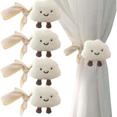 4 embrasses nuages dessin animé pour rideaux enfants, décoration chambre