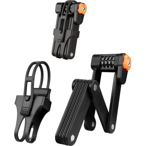 Lucchetto a catena pieghevole per biciclette, lucchetto a combinazione, lucchetto a catena per bicicletta con combinazione a 4 cifre, 8 maglie in metallo temprato, pieghevole (1/5)
